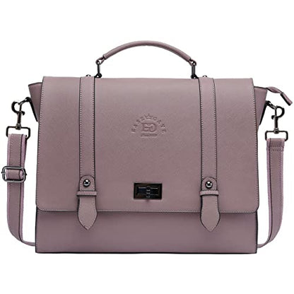 Women's 15.6 Inch Laptop Briefcase, Vintage Purple Saffiano Eco-Leather, 4 Large Compartments, 2 Slip Pockets, 1 Zip-Fastening Pocket - size: 15.6-inch