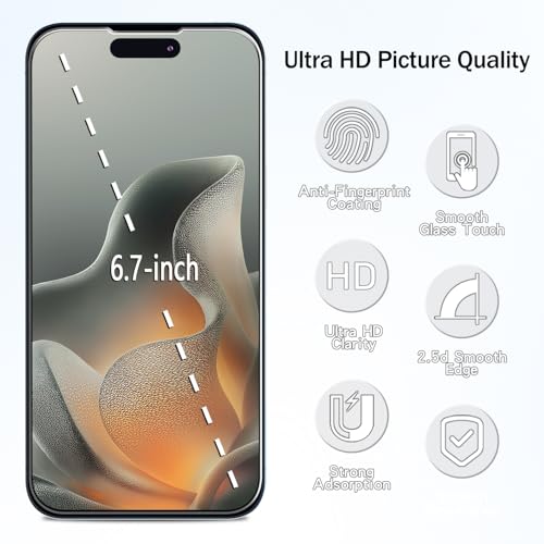 2 Pack Anti Blue Light Screen Protector for iPhone 15 Pro Max/iPhone 15 Plus Eye Protection Tempered Glass Film, Easy to Install, Bubble Free - size: iPhone 15 Pro Max/15 Plus 6.7-inch