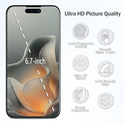 2 Pack Anti Blue Light Screen Protector for iPhone 15 Pro Max/iPhone 15 Plus Eye Protection Tempered Glass Film, Easy to Install, Bubble Free - size: iPhone 15 Pro Max/15 Plus 6.7-inch