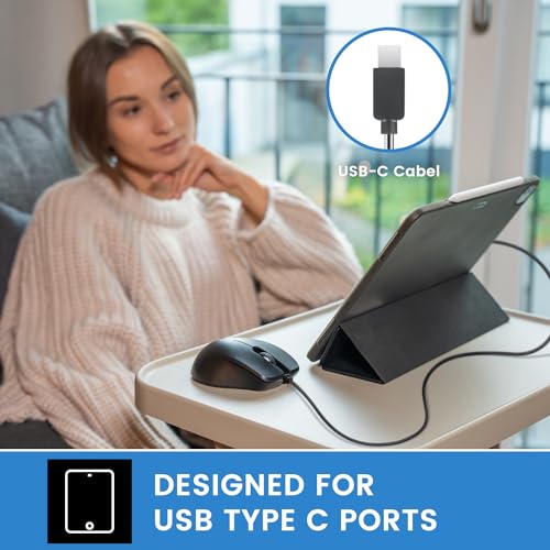 Perixx PERIMICE-221C USB Type C Wired Ergonomic Mouse - 4.9 Ft Cable - Optical 1200 DPI Design - Black……