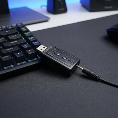 7.1 Channel Sound Card USB 2.0 Pure Digital Sound Output Microphone Ports Audio Upgrade External Sound Audio Adapter Computer Use