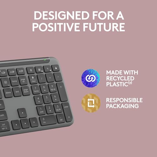 Logitech Signature Slim K950 Wireless Keyboard, Sleek Design, Switch Typing Between Devices, Quiet Typing, Bluetooth, Multi-OS, Windows, Mac, Chrome - Graphite - color: Graphite, style: Battery Powered
