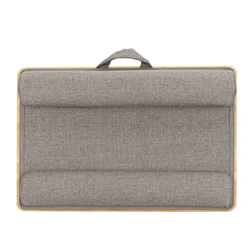 21.7x14.2 Inch Bamboo Laptop Lap Desk for Remote Workers Studying from Home,Supports up to 18.5 Inch Laptops,Built in Pu Leather Mouse Pad Wrist Slot,Comfortable Pillow