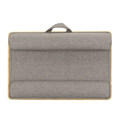21.7x14.2 Inch Bamboo Laptop Lap Desk for Remote Workers Studying from Home,Supports up to 18.5 Inch Laptops,Built in Pu Leather Mouse Pad Wrist Slot,Comfortable Pillow