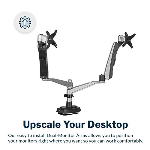 Vari Dual Monitor Arm - VESA Monitor Mount w/ 360 Degree Adjustment - Monitors up to 27 inches, 19.8 lbs - Double Monitor Arms with Full Adjustability - Computer Monitor Stand for Home or Office - style: Dual-Monitor Arm