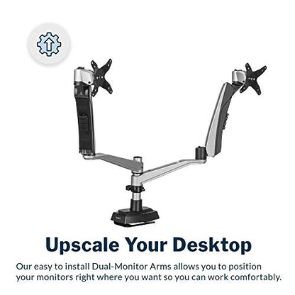 Vari Dual Monitor Arm - VESA Monitor Mount w/ 360 Degree Adjustment - Monitors up to 27 inches, 19.8 lbs - Double Monitor Arms with Full Adjustability - Computer Monitor Stand for Home or Office - style: Dual-Monitor Arm
