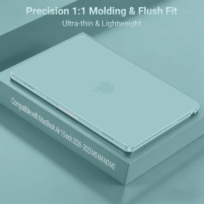 MOSISO Compatible with MacBook Air 15 inch Case M5 M4 M3 M2 2026 2025-2023 | Model A3448 A3241 A3114 A2941, Scratch-Resistant Ultra-Thin Protective Hard Shell Case Cover, Aquamarine - color: Aquamarine