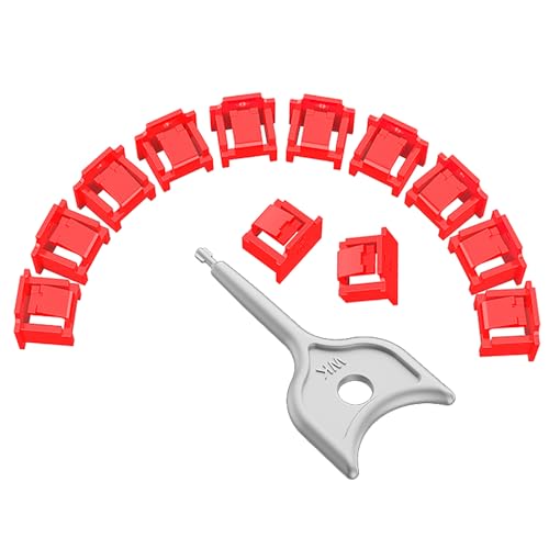 100Pcs RJ45 Port Lock with 5 Keys, Locking RJ45 Port/Dust Blocker,RJ45 Dust Cover Cap Female Port Plugs Protector,Compatible RJ45 Port Devices (Red) - color: Red, size: 100+5