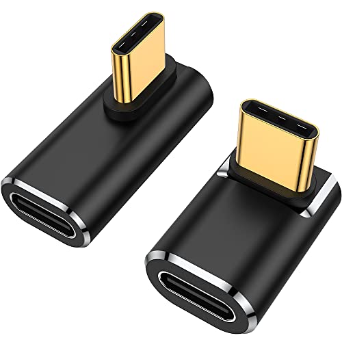 USB C 90 Degree Adapter (Two Styles), USB Type C Right Angle Extender Connector for Steam Deck, Meta Quest, MacBook, Smart Tablet & Phone and More - Black