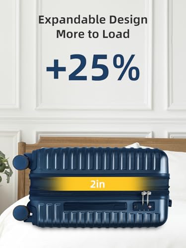 LARVENDER Carry on Luggage 22x14x9 Airline Approved, 20 Inch Expandable Hardside Suitcase with Wheels TSA Lock, PC+ABS Lightweight Carry on Suitcases for Women and Men, Dark Blue - color: Dark Blue, size: 3 Piece Set (Backpack/20/TB)