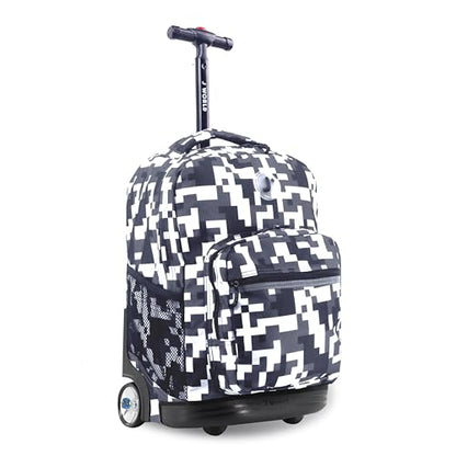 J World Sunrise Kids Rolling Backpack with Wheels for Girls Boys, Roller Bookbag for School, 18 x 13 x 9 Inches, Camo - color: Camo