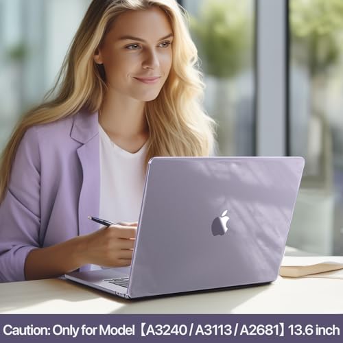 Soonjet Compatible with MacBook Air 13 inch Case, Crystal Clear Shell, Fits 2022-2026 M5/M4/M3/M2 A3449 A3240 A3113 A2681, Color-Matched Transparent Design for All MacBook Air 13.6 inch - color: Crystal Purple