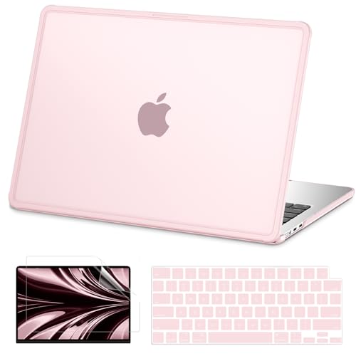 AKIT Compatible with MacBook Air 13 inch Case M5 2026 2025-2022 M4 M3 M2 A3449 A3240 A3113 A2681, [Anti-Cracking] Soft TPU Bumper+Keyboard Cover Cover for MacBook Air 13.6 inch, Pink Clear - color: Pink Clear