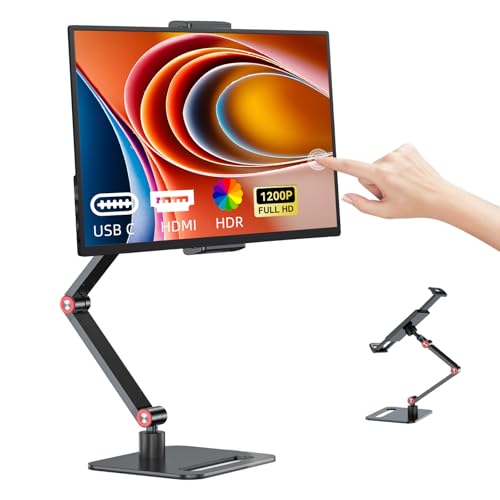 14 Inch Touchscreen Portable Monitor with Stand, 1920x1200 IPS HDR Ultra Slim USB-C HDMI External Display for Laptop Phone Switch