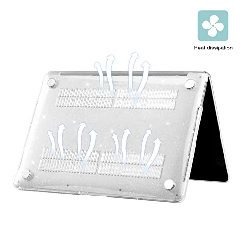 EooCoo for MacBook Air 13.3 inch Case with Keyboard and Screen Protector | Ultra Thin and Transparent, Hard Case Compatible with MacBook Air 13.3 inch M1 Chip 2021-2018 with Retina Display - color: Sparkly Clear
