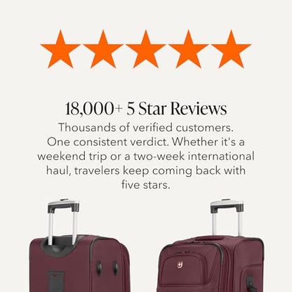 SWISSGEAR Sion Softside Expandable Spinner Luggage Durable Lightweight Travel Suitcase, Merlot, 2-Piece Set (Carry-On/Large) - color: Merlot, size: 2-Piece Set (Carry-On/Large)