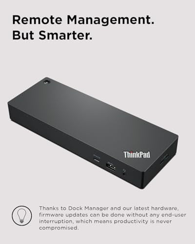 Lenovo ThinkPad Universal Thunderbolt 4 Dock | 4 Displays | 100W Charge | Thunderbolt 4 connectivity Supports up to four 4K displays 100W dynamic power delivery 11 multi-functional ports