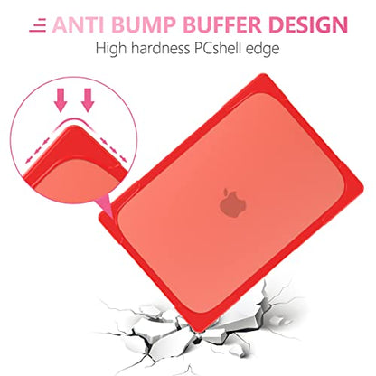 Batianda Heavy Duty Case for MacBook Pro 14 inch 2026-2021, Red | Fits M5/M4/M3/M2/M1 Pro Max Chip, Ergonomic Foldable Stand Holds 22 lbs, Shockproof Bumper, Matte Translucent Hard Shell - color: Red