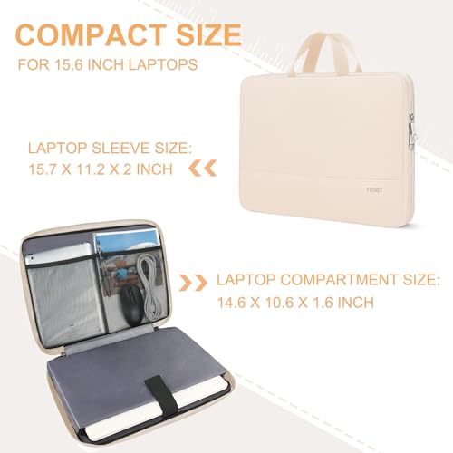 Ytonet Laptop Case 16 inch, 15-15.6 Inch Water Resistant Slim Laptop Sleeve | Compatible with MacBook, HP, Dell, Lenovo, Asus Notebook, Carry Travel Laptop Bag, TSA, Gift for Men Women, Beige - color: Beige, size: 16 inch