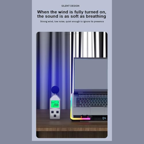F36 Gaming Laptop Cooling Pad with RGB Lights LCD Display 7 Adjustable Angles 2 USB Ports for 11-17.3 Inch Laptops B