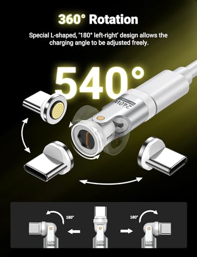 A.S 240W USB C Magnetic Adapter (3Pack), Gen3 USB C 90 Degree Adapter/C Right Angle Adapter/180 Degree USBC Adapters/USBC to USBC Adapters for Phone 16/15, Ma-Book Pro/Pad Series, Samsung (White) - color: White