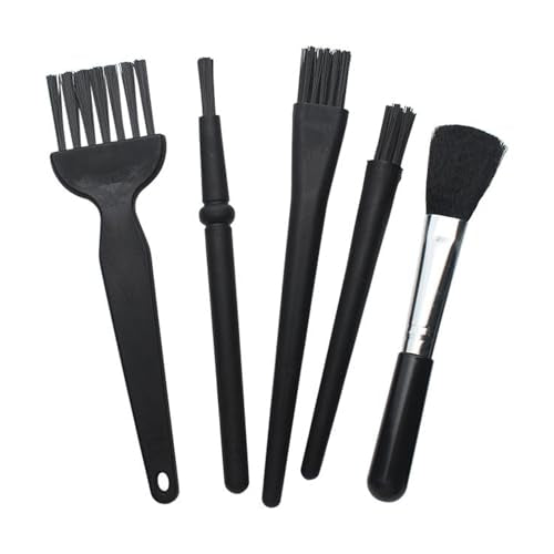 Small Nylon Anti Static Brushes Kit Portable Cleaning Brush Kit for Electronics Computer Keyboard Laptop Camera Phone (Black, Set of 5)