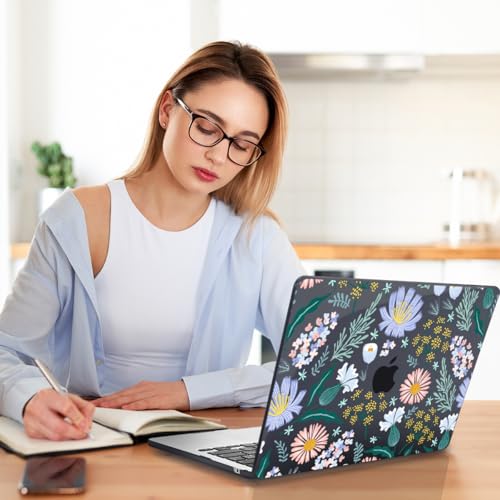 Teryeefi for MacBook Air 13 inch Case 2020 2019 2018 fits Model M1 A2337 A2179 A1932 with Retina Display with Touch ID, Plastic Hard Shell Case & Keyboard Cover, Elegant Flowers Leaves - color: Elegant Flowers Leaves