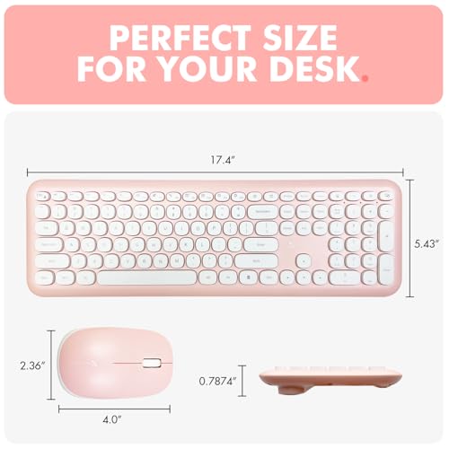 X9 Pink Keyboard and Mouse Wireless | Cute Wireless Keyboard and Mouse Combo - Transform Your Space with a Colorful Keyboard and Mouse Set for PC Laptop and Chrome (Pink/White) - color: Pink | White