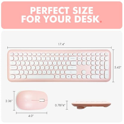 X9 Pink Keyboard and Mouse Wireless | Cute Wireless Keyboard and Mouse Combo - Transform Your Space with a Colorful Keyboard and Mouse Set for PC Laptop and Chrome (Pink/White) - color: Pink | White