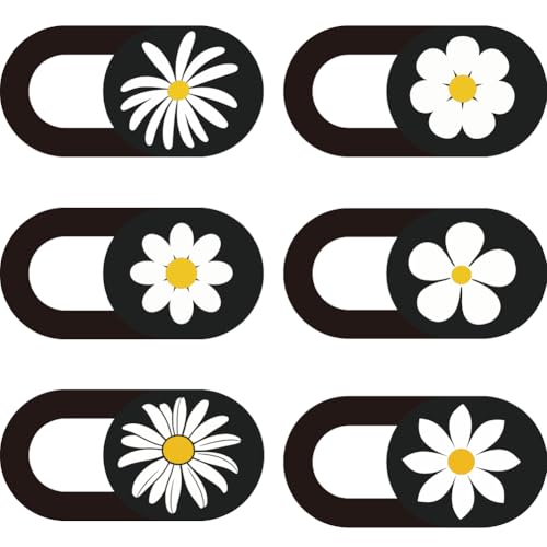 6Pcs 6 Styles Camera Cover Slide Flowers Webcam Privacy Cover 0.04 Inch Ultra Thin for Mini PC Phone Laptop Desktop Tablet White Daisy Plastic Durable Privacy Protectors for Home Work Use - color: Daisy-4