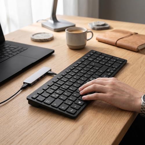 Asixxsix 78 Keys Wired Keyboard, USB Wired Minority Language Keyboard with 1.35M Cable, Plug and Play for Office, Computer and Laptop (German) - size: German