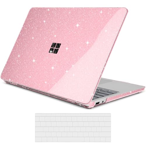 Shiny Crystal Clear Case for Microsoft Surface Laptop 13-Inch Copilot+ PC 2025 2026 for Business – Sparkling Protective Shell, Slim Lightweight Design with Scratch Protection, Pink - color: Pink