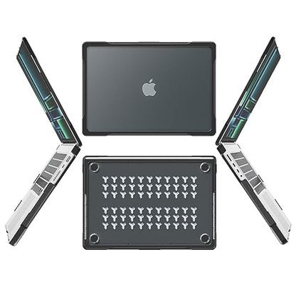 Batianda Ultimate Shockproof Case for MacBook Pro 14 Inch 2026-2021, Black | Fits M5/M4/M3/M2/M1 Pro Max Chip Model, Heavy Duty Matte Translucent Rugged Protective Shell with Carbon Fiber Side Texture - color: X-Black