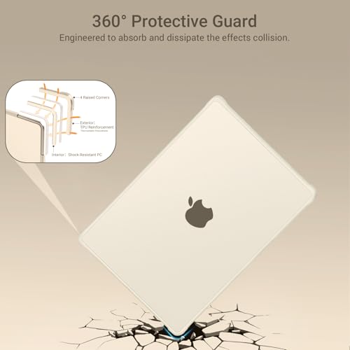 MOSISO Anti-Crack Case for MacBook Air 13 inch M5 M4 M3 M2 2026-2022 | 3 in 1 Kit Anti-Fingerprints Reinforced TPU Bumper Hard Shell for MacBook Air 13.6, A3449 A3240 A3113 A2681, Starlight Clear - color: Starlight Clear