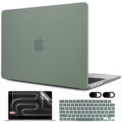 MEEgoodo for M5 MacBook Pro 16 inch Case 2026 2024 2023 2021 (Fit Model A3429/A3428/A3403/A3186/A2991/A2780/A2485) M5 M4 M3 M2 M1 Pro/Max, Laptop Case with Keyboard & Webcam Cover,Matte Midnight Green - color: Matte Midnight Green