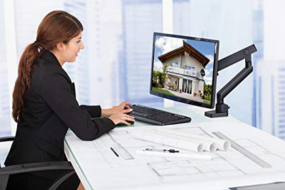 Mount-It! Single Monitor Arm Desk Mount for 24-32 Inch Computer Monitor, Full Motion Aluminum Mount, VESA 75x75 100x100, Holds up to 17.6 lbs, Cable Management, C-Clamp and Grommet Base, Black