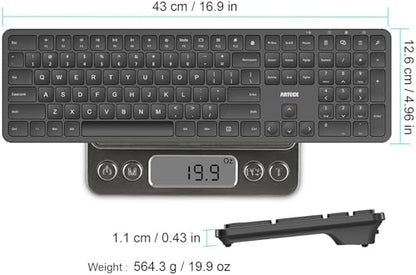 Arteck 2.4G USB Wireless Keyboard Full Size Keyboard for Computer/PC/Laptop