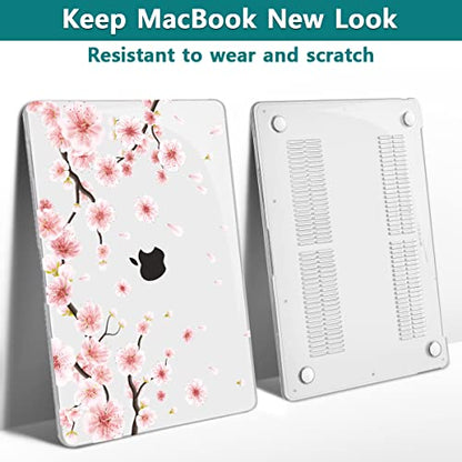 Teryeefi New MacBook Air 13 Inch Case 2021 2020 2019 2018 Release A2337 M1/ A1932/A2179 with Retina Display Touch ID, Floral Hard Plastic Shell Case and Keyboard Cover,Cherry Blossoms - color: Cherry Blossoms