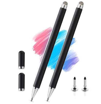 2-in-1 Stylus Pen for Samsung Galaxy Tab A11/A11+/A9/A9+/7 Lite/A7/A8/A8 Plus Stylus for iPad/iPhone/Fire/Lenovo/Pixel Tables All Android,&iOS Touch Devices (2*Stylus-Black) - color: 2*Stylus-Black