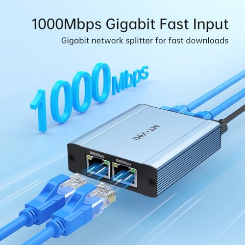MT-VIKI Ethernet Splitter 1 to 3 High Speed 1000Mbps, Gigabit Dual RJ45 Splitter Adapter for Cat5/5e/6/7/8 Cable [3 Devices Simultaneously Networking] - size: 1 to 3