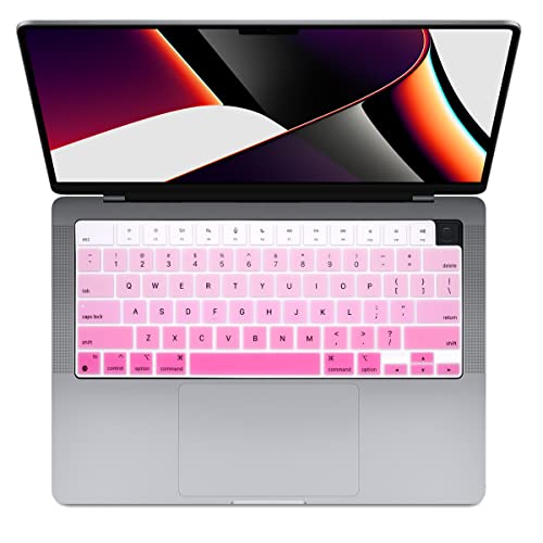 Se7enline Compatible with MacBook Keyboard Cover Skin for Mac Neo & Air 13/15 & Pro 14/16 inch (M5 M4 M3 M2 M1 A18 Pro) 2026/2025/2024/2023/2022/2021 Silicone Waterproof Dustproof Durable,Ombre Pink - color: Ombre Pink