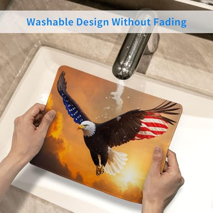 American Flag Eagle Gaming Computer Keyboard Cute Mouse Pad with Anti-fray Stitching, Premium-Textured Alfombrilla para Mouse with Non-Slip Rubber Base, 10 x 12 inch - color: American Flag Eagle