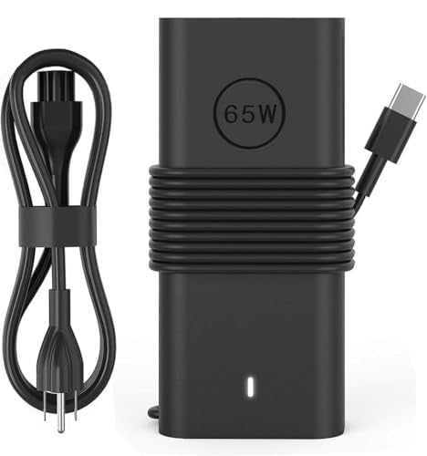 Slim 65W 60W USB C Laptop Charger Compatible with DELL Latitude 5000 5540 5530 5520 5550 5420 5430 5440 5450 5350 7450 7440 7430 7420 7340 3450 3340 9365 9440 2in1 XPS 13 Type C AC Adapter Power Cord - color: black2