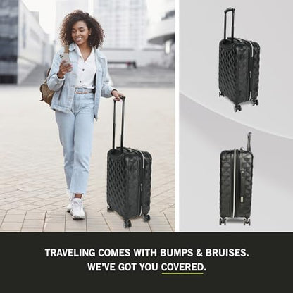Kenneth Cole REACTION Diamond Tower Collection Lightweight Hardside Expandable 8-Wheel Spinner Travel Luggage, Black, 3-Piece Set (20", 24", & 28") - color: Black, size: 3-Piece Set (20", 24", & 28")