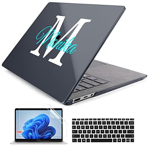 Batianda Customized Personalized Name Case for 13.5" Microsoft Surface Laptop 5 4/3 with Alcantara Palm Rest Model 1950/1867,Clear Protective Plastic Hardshell & Keyboard Cover & Screen Protector - color: A-Customizable name, size: with Alcantara Palm Res
