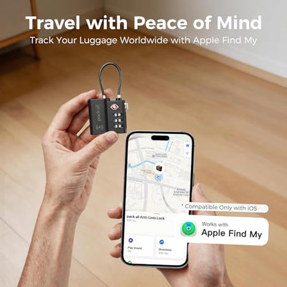 pack all Anti-Lost Tracking Luggage Lock, Smart TSA-Approved Cable Lock | Compatible Only with iOS, USB-C Rechargeable, Resettable 3-Digit Code, Clear Number Dials, Flexible Cable, 2 Pack - style: 2-Pack