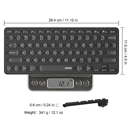 Arteck 2.4G Wireless Keyboard Ultra Slim and Compact Wireless Keyboard with Media Hotkeys for Computer/Desktop/PC/Laptop/Surface/Smart TV and Windows 10/8/ 7 Built-in Rechargeable Battery