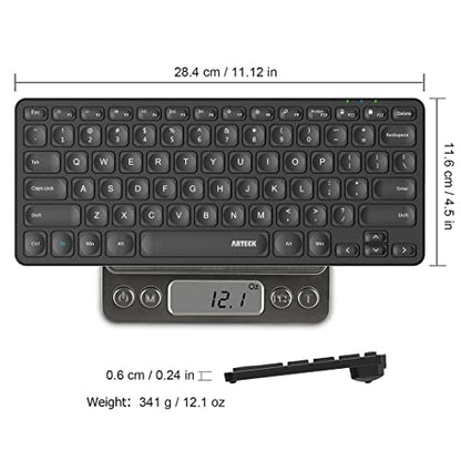 Arteck 2.4G Wireless Keyboard Ultra Slim and Compact Wireless Keyboard with Media Hotkeys for Computer/Desktop/PC/Laptop/Surface/Smart TV and Windows 10/8/ 7 Built-in Rechargeable Battery