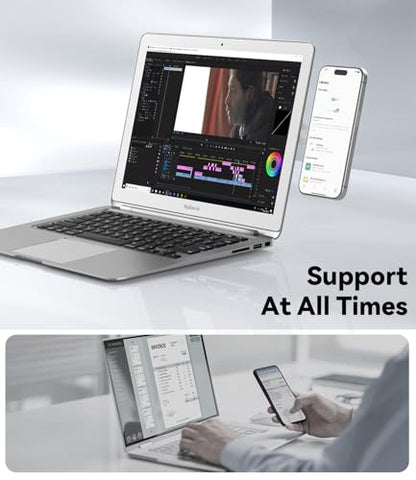 CloudValley Magnetic Laptop Phone Holder for iPhone 17/16/15/14/13 MagSafe | Adjustable Phone Monitor Side Mount, Slim Portable Foldable Computer Expansion Bracket, Silver - color: Sliver