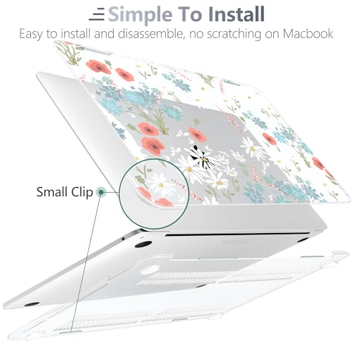 Batianda LumiArt Case for MacBook Pro 13 inch 2022 2020, Cute Daisy | Fits Model A2338 M2 M1 A2251 A2289, with Bright Color Botanical Design, Slim Hard Shell For School Girls Women and Travelers - color: Cute white flower